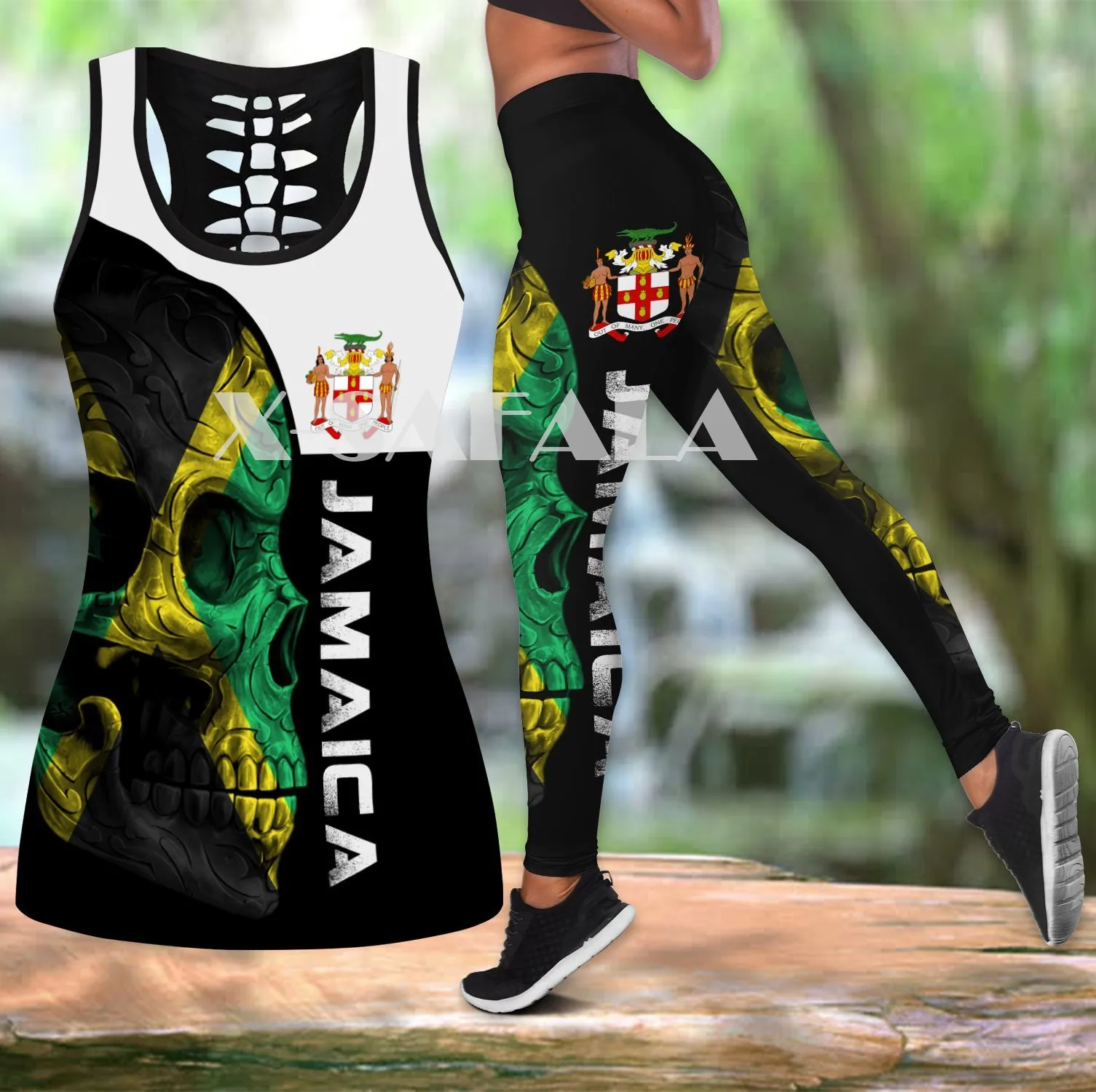 Jamaica Skull Combo Hollow Two Piece Yoga Set Women 3D Print Vest Hollow Out Tank Top High Waist Legging Summer Casual Sport
Jamaica Skull Combo Hollow Two Piece Yoga Set Women 3D Print Vest Hollow Out Tank Top High Waist Legging Summer Casual Sport