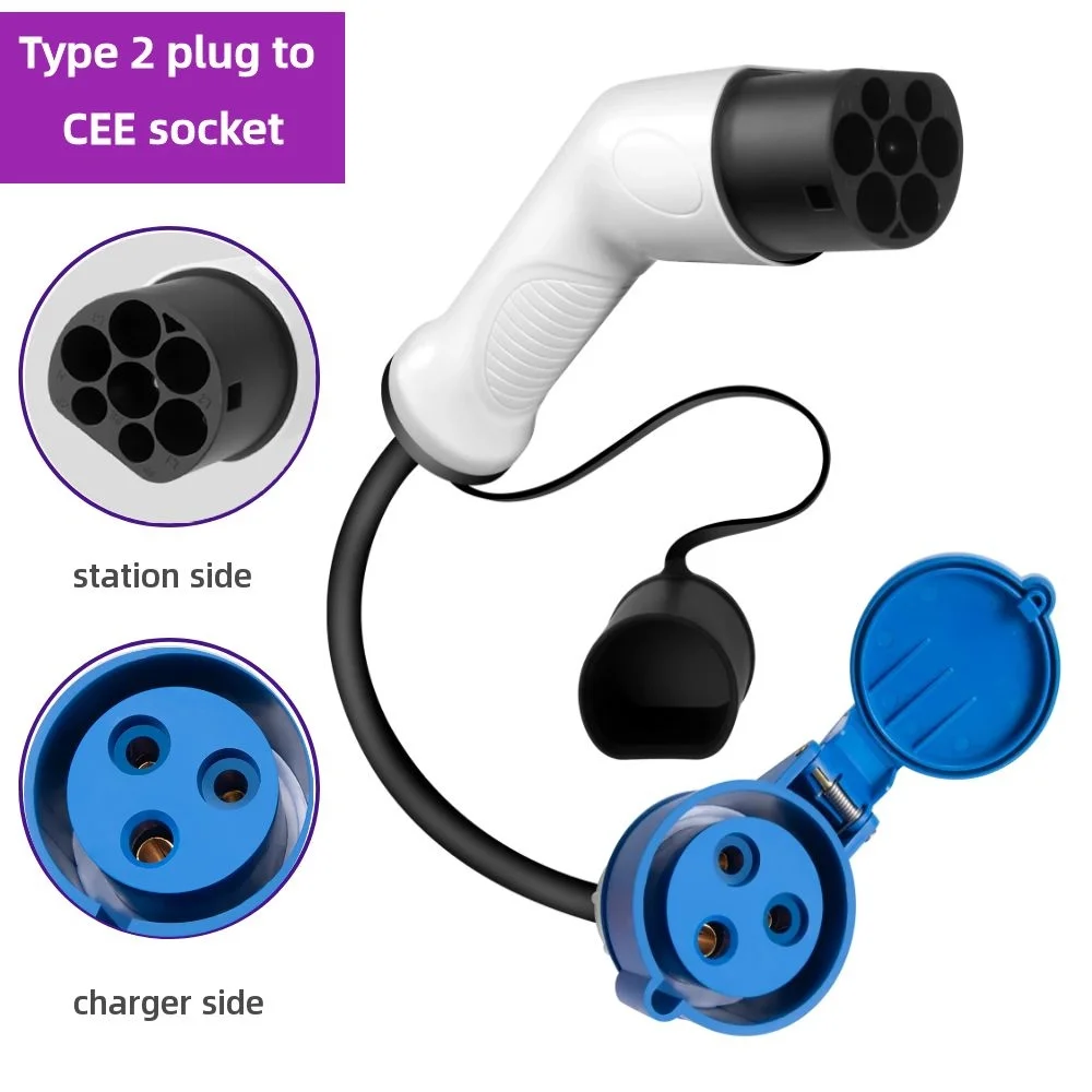 Duosida EV Charger Cable Type 2 Charging Side Plug to CEE Schuko Socket Charging Adapter Electrical Car Convertor Connector 32A
Duosida EV Charger Cable Type 2 Charging Side Plug to CEE Schuko Socket Charging Adapter Electrical Car Convertor Connector 32A