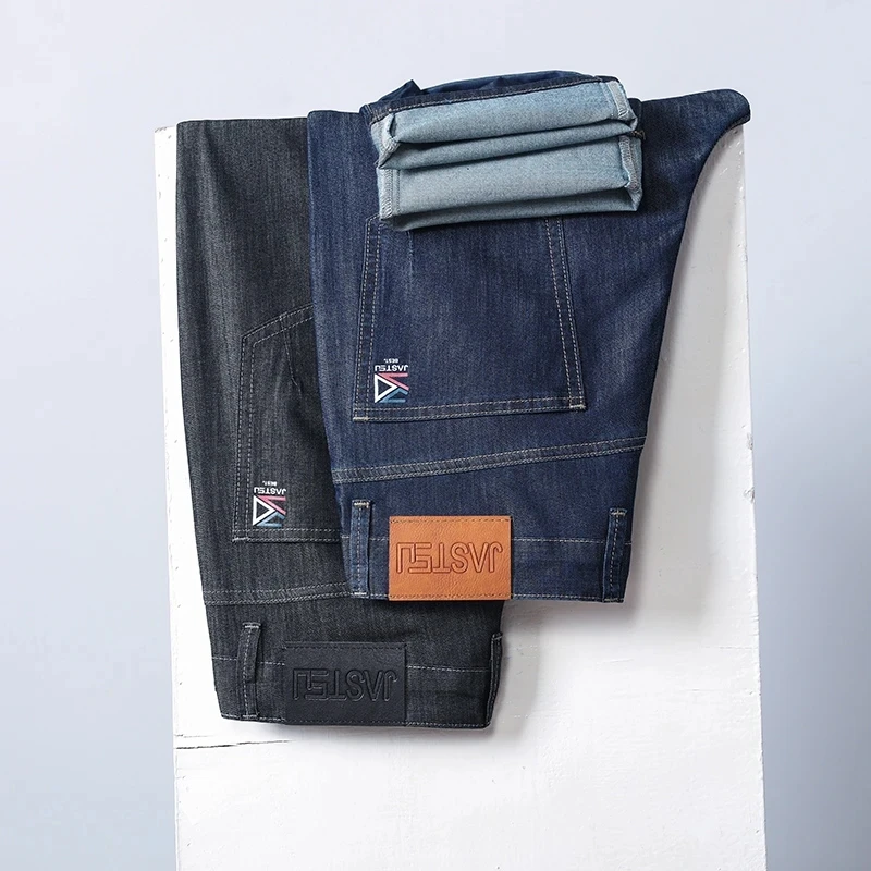 

Коллекция весна-лето 2023 года, Untr, оловянный джинсовый топ, классический стиль, мужские деловые повседневные Стрейчевые хлопковые джинсовые брюки ярко-синего цвета