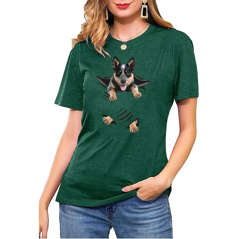 Women's 2022 New Animal Print Pullover T-shirt Summer Loose Short-sleeved Tops Casual Dog Print Women Shirts Fashion Clothing
Women's 2022 New Animal Print Pullover T-shirt Summer Loose Short-sleeved Tops Casual Dog Print Women Shirts Fashion Clothing