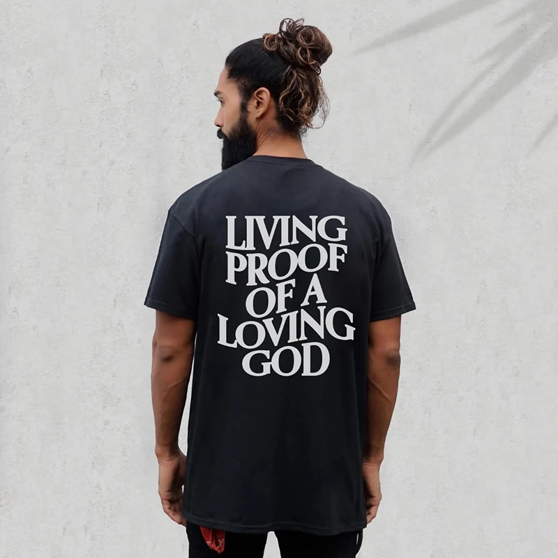 2023 Men Summer Living Proof of a Loving God Print Y2k T-shirt Unisex Christian Cross Jesus Short Sleeved Tees Loose Cotton Top
2023 Men Summer Living Proof of a Loving God Print Y2k T-shirt Unisex Christian Cross Jesus Short Sleeved Tees Loose Cotton Top