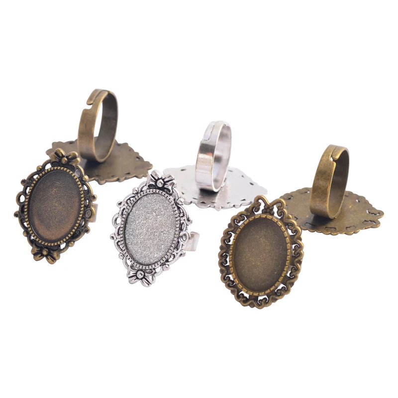 13x18mm 5pcs Antique Silver Plated Bronze flower style Oval Adjustable Ring Settings Blank/Base,Fit 13x18mm Glass Cabochons
13x18mm 5pcs Antique Silver Plated Bronze flower style Oval Adjustable Ring Settings Blank/Base,Fit 13x18mm Glass Cabochons
