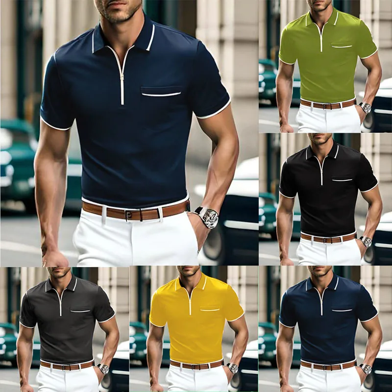 2023 Summer Style Handsome Short Sleeve New Men's Zipper Polo Shirt Loose Young Casual Pocket Men's Sports Polo Shirt
2023 Summer Style Handsome Short Sleeve New Men's Zipper Polo Shirt Loose Young Casual Pocket Men's Sports Polo Shirt