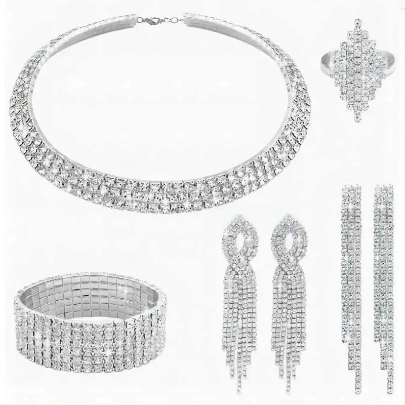 HIYONG Exquisite Shiny Necklace Bracelet Ring Ring Earrings 5 Pieces Set Full Zirconium Ladies Jewelry
HIYONG Exquisite Shiny Necklace Bracelet Ring Ring Earrings 5 Pieces Set Full Zirconium Ladies Jewelry