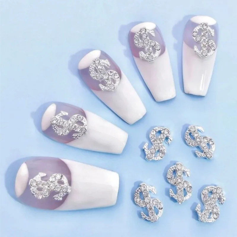 10/20Pcs Metal Alloy Dollar Nail Charms Jewelry Zircon Crystal Silver/Gold 3D Luxury Coin Sign $ Alloy DIY Nail Art Decorations
10/20Pcs Metal Alloy Dollar Nail Charms Jewelry Zircon Crystal Silver/Gold 3D Luxury Coin Sign $ Alloy DIY Nail Art Decorations