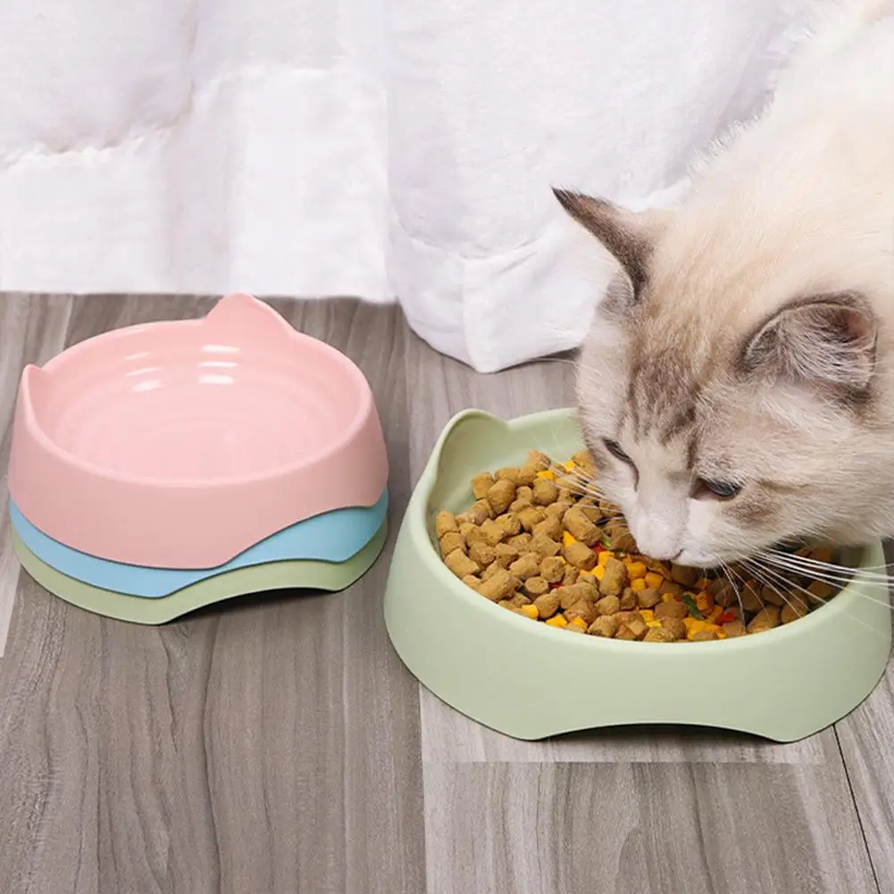 

Милая пластиковая миска с кошачьими ушками для кормления домашних животных, 1 шт., миска для кормления собак, кошек, котят, нескользящая корм...