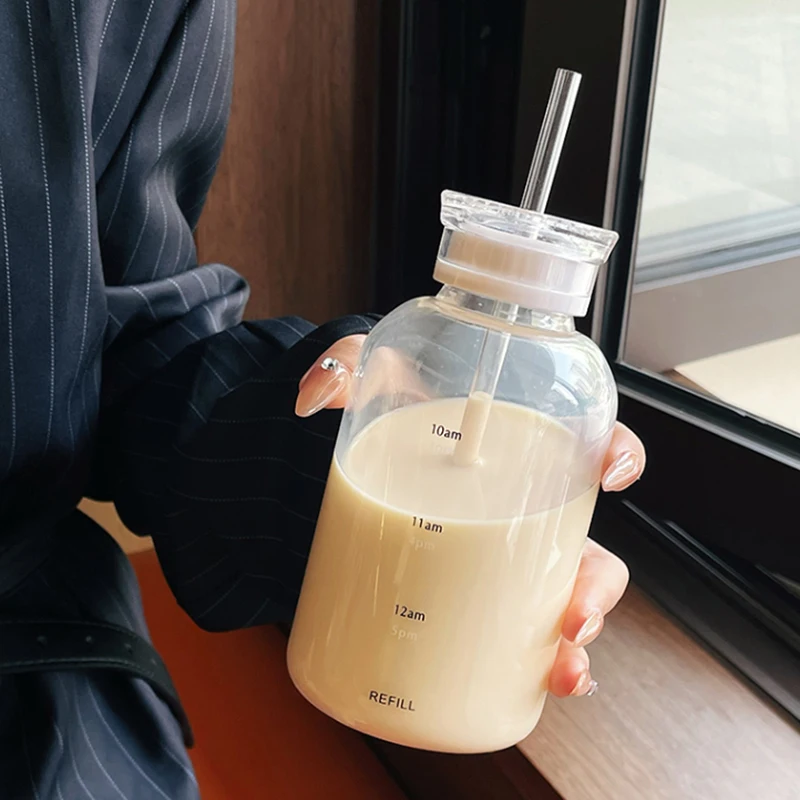 500/700ml Glass Bottle With Time Marker Straw For Water Coffee Drinks Clear Milk Juice Tea Simple Cup Drinking Bottle Girl Gift 
500/700ml Glass Bottle With Time Marker Straw For Water Coffee Drinks Clear Milk Juice Tea Simple Cup Drinking Bottle Girl Gift