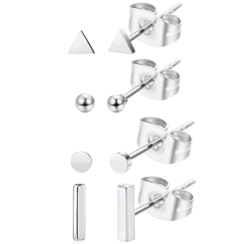 4 Pairs Hypoallergenic Stud Earrings for Women Men of Plated Stainless steel Stud Earrings Set for Girls Fashion simple Style
4 Pairs Hypoallergenic Stud Earrings for Women Men of Plated Stainless steel Stud Earrings Set for Girls Fashion simple Style