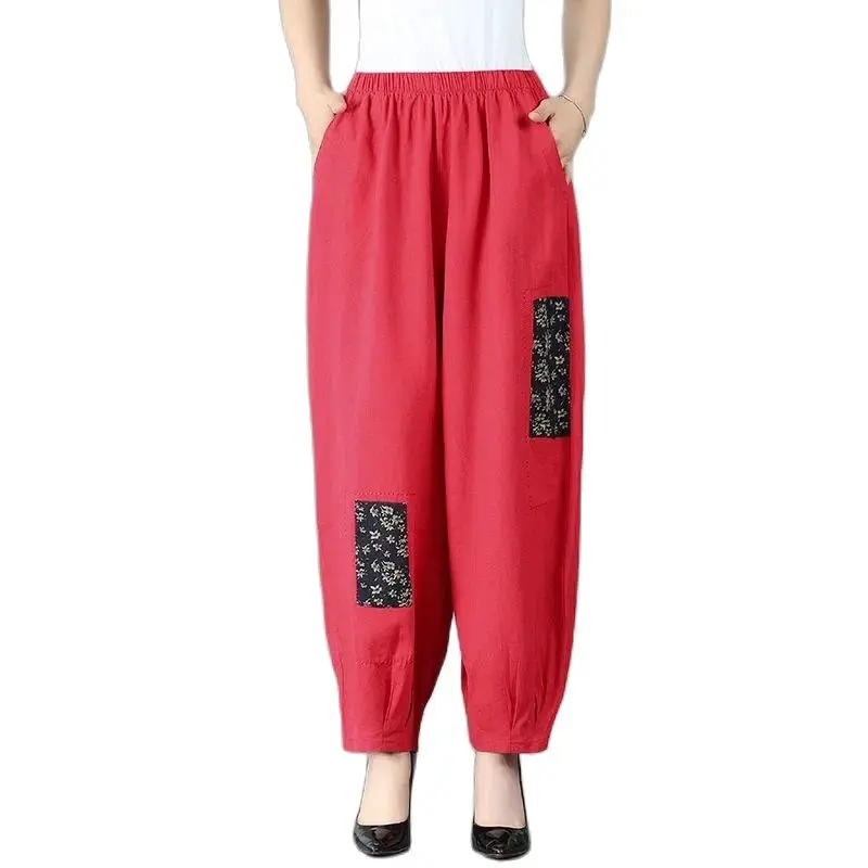 Spring Summer Womens Pants Elastic Waist Harem Trousers Folk Custom Mother Cotton Linen Ankle-Length Pants 3XL W2361
Spring Summer Womens Pants Elastic Waist Harem Trousers Folk Custom Mother Cotton Linen Ankle-Length Pants 3XL W2361