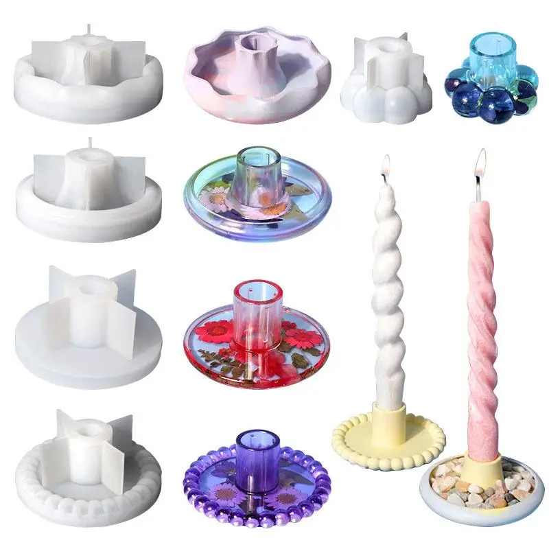 

Candlesticks Silicone Mold Round Candle Base Clay Mould DIY Epoxy Resin Concrete Plaster Handicrafts Molds Home Decoration