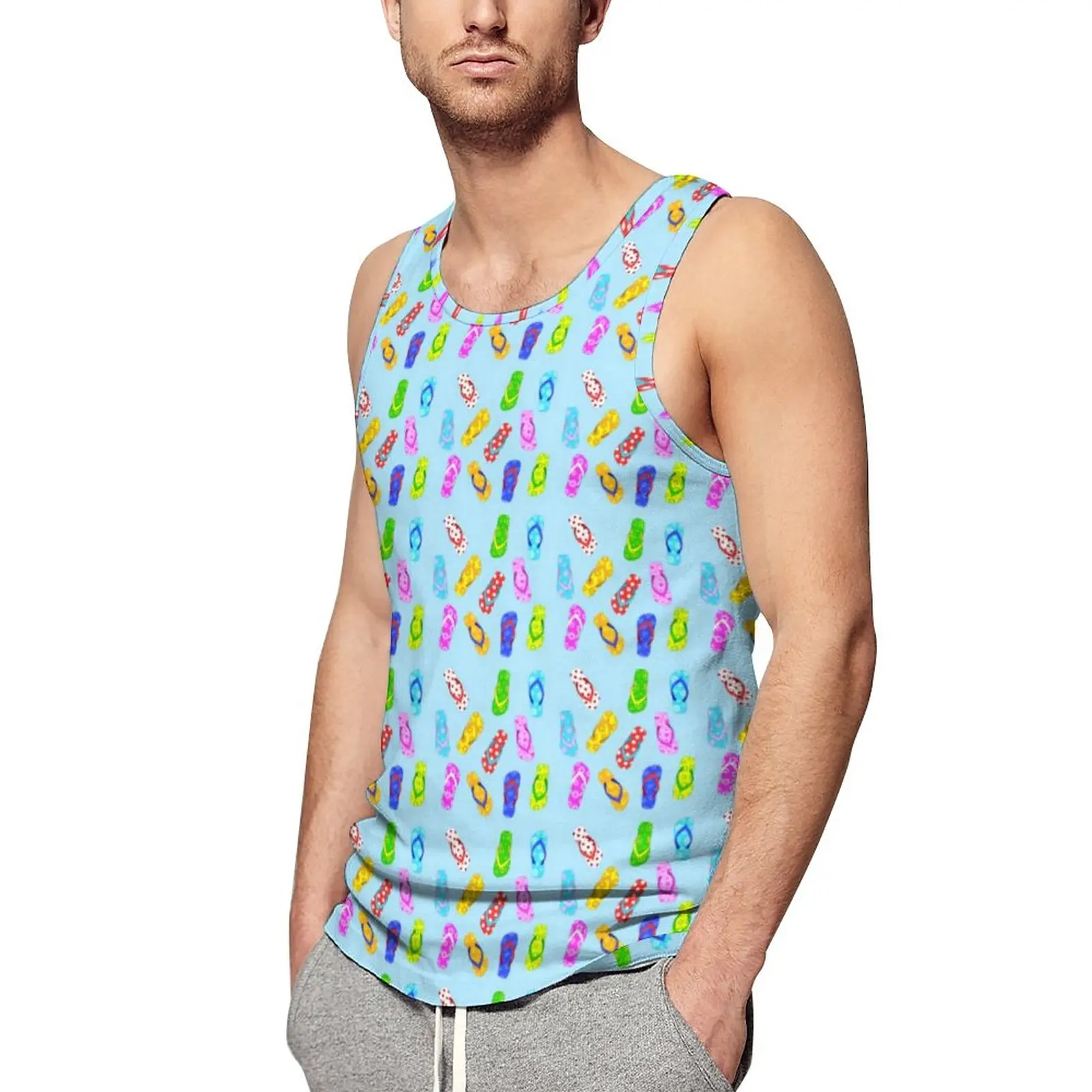 Colorful Vacation Beach Tank Top Flip Flop Pattern Training Tops Men Printed Cool Sleeveless Vests Plus Size 4XL 5XL
Colorful Vacation Beach Tank Top Flip Flop Pattern Training Tops Men Printed Cool Sleeveless Vests Plus Size 4XL 5XL