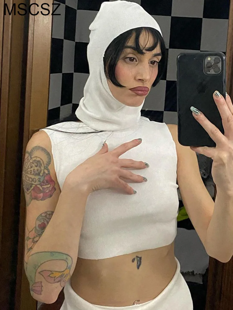 2022 Summer Knitted Tank Tops For Women O-Neck Sleeveless Sexy Crop Top With Hat Urban Streetwear Shirt White Black
2022 Summer Knitted Tank Tops For Women O-Neck Sleeveless Sexy Crop Top With Hat Urban Streetwear Shirt White Black