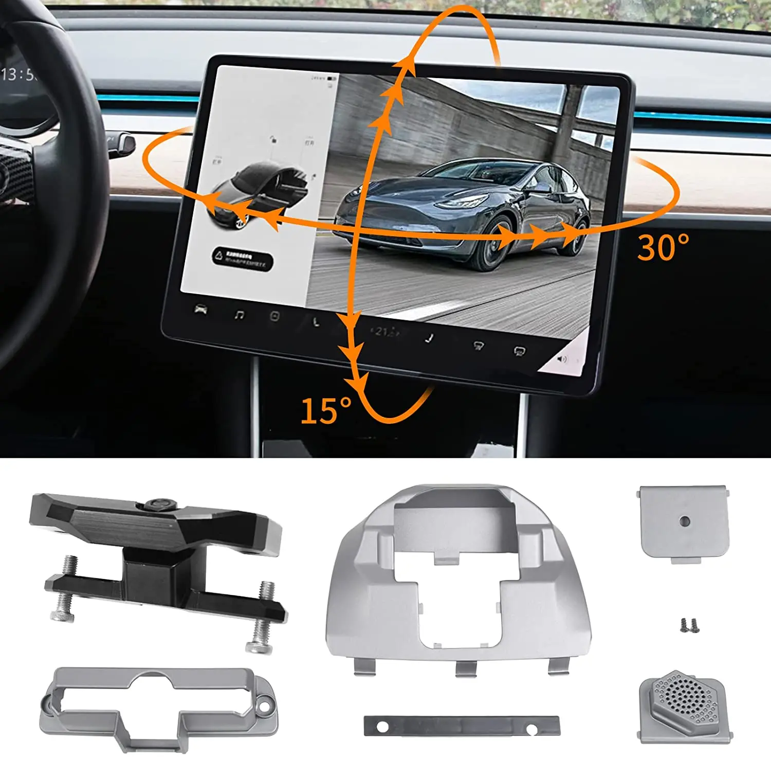 For 2017-2022 Tesla Model 3 Y Accessories Screen Swivel Mount Navigation Original Silver Rotating Holder Screen Rotation Bracket
For 2017-2022 Tesla Model 3 Y Accessories Screen Swivel Mount Navigation Original Silver Rotating Holder Screen Rotation Bracket