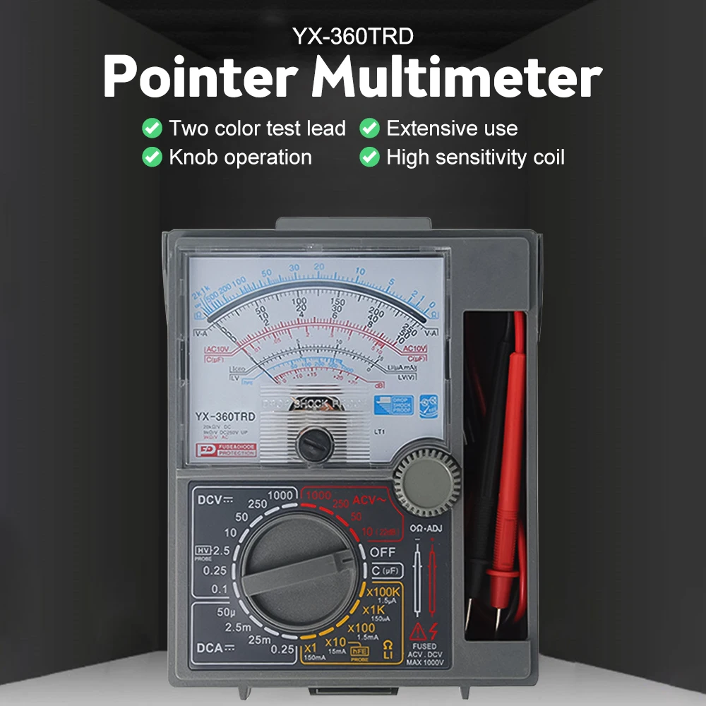 YX-360TRD MINI Multimeter Portable Electric Analog Multitester Voltmeter Ammeter AC / DC Voltage Current OHM Multi Meter Tester
YX-360TRD MINI Multimeter Portable Electric Analog Multitester Voltmeter Ammeter AC / DC Voltage Current OHM Multi Meter Tester