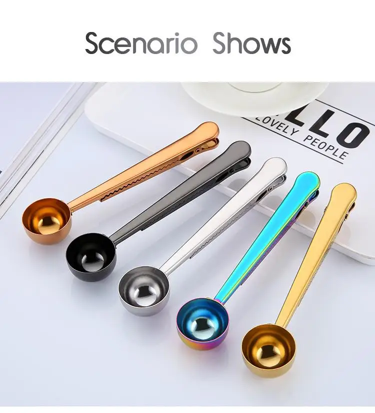 10 pack coffee scoop 2 in 1 stainless steel long handle ground measuring spoon with sealing bag clip for tea espresso instant
10 pack coffee scoop 2 in 1 stainless steel long handle ground measuring spoon with sealing bag clip for tea espresso instant
