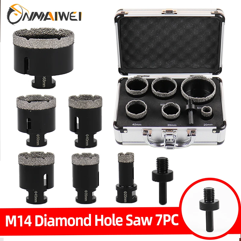 7 Pcs M14 Thread Diamond Dry Drill Bit Vacuum Brazed Drilling Core Bits Set Porcelain Tiles Crowns Granite Marble Hole Saw Tools
7 Pcs M14 Thread Diamond Dry Drill Bit Vacuum Brazed Drilling Core Bits Set Porcelain Tiles Crowns Granite Marble Hole Saw Tools