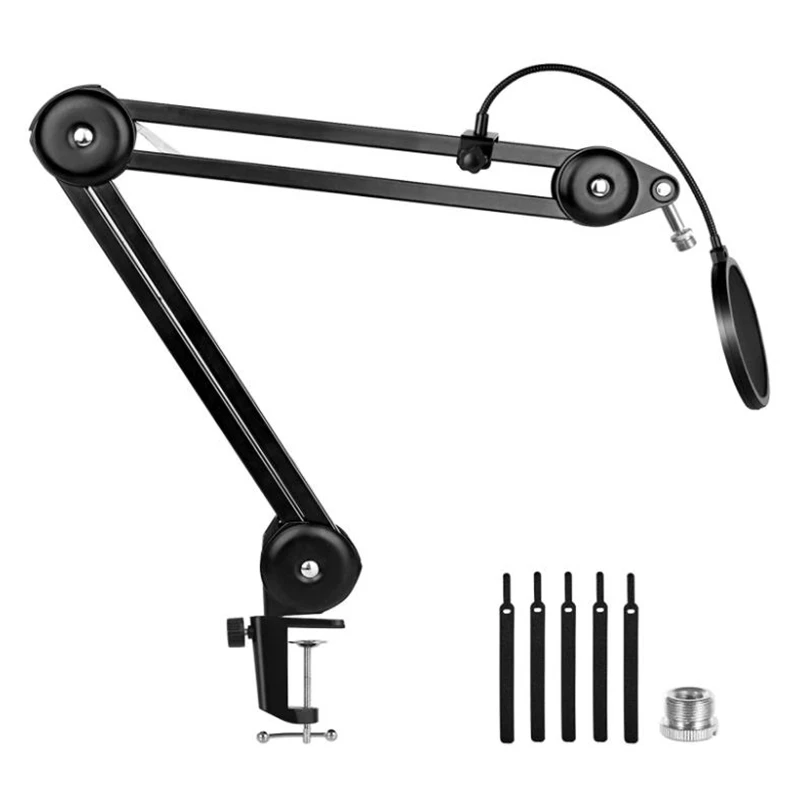 Microphone Stand,Studio Microphone Arm,with Blowout Net, Conversion Head and Cable Tie,for Snowball,Radio,Games,Etc
Microphone Stand,Studio Microphone Arm,with Blowout Net, Conversion Head and Cable Tie,for Snowball,Radio,Games,Etc