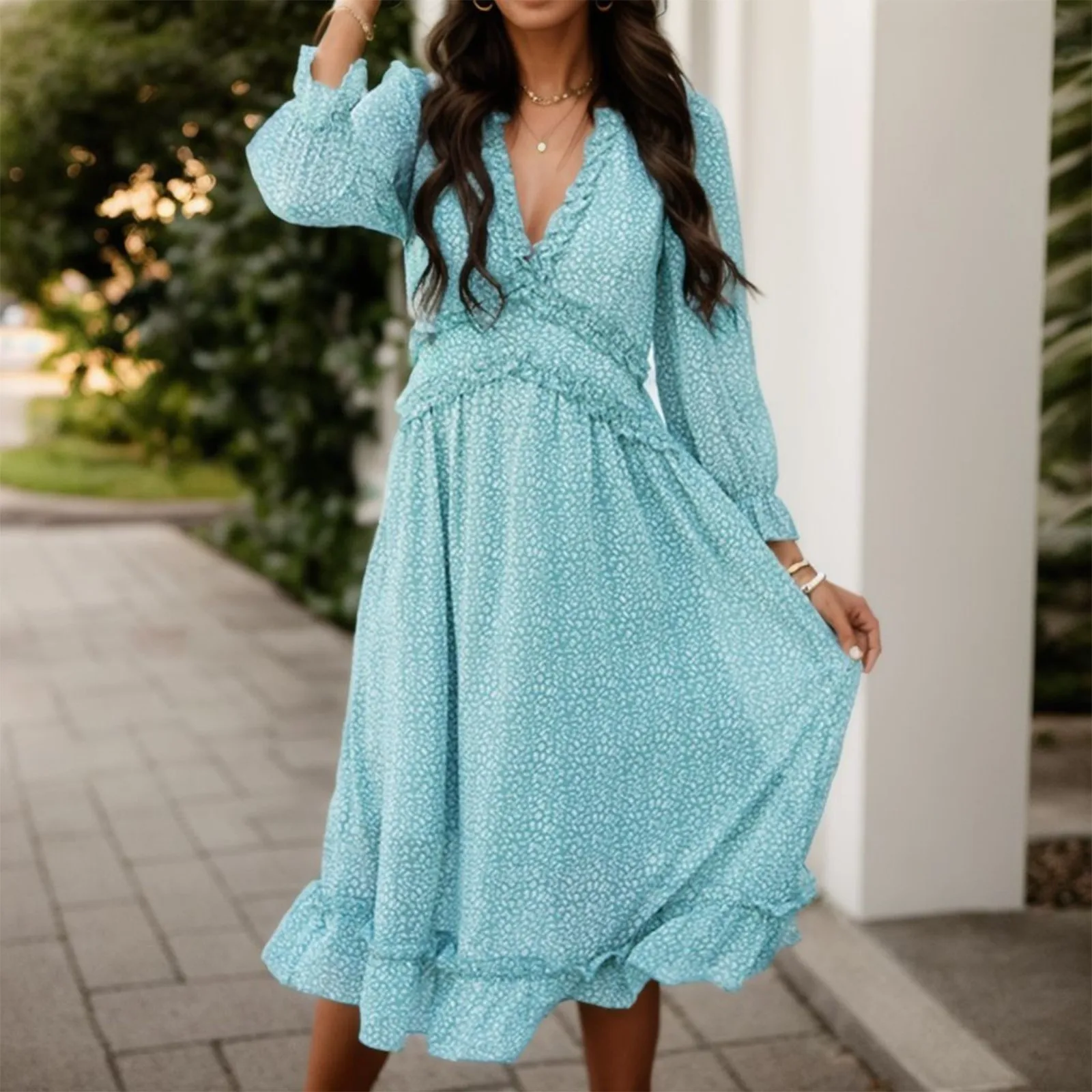 Women’S V Neck Floral Print Dress Female Sexy Thin Long Sleeve Simple Ruffle A Line Party Fashion Casual 2023 Long Dresses
Women’S V Neck Floral Print Dress Female Sexy Thin Long Sleeve Simple Ruffle A Line Party Fashion Casual 2023 Long Dresses
