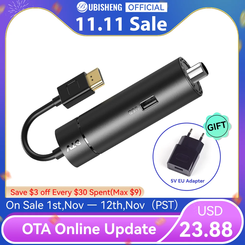 UBISHENG U9 HD DVB-T2 / C Mini TV Stick H.265 Digitale Terrestre TV Box 1080p Decoder PVR Recorder Support OTA Online Update
UBISHENG U9 HD DVB-T2 / C Mini TV Stick H.265 Digitale Terrestre TV Box 1080p Decoder PVR Recorder Support OTA Online Update