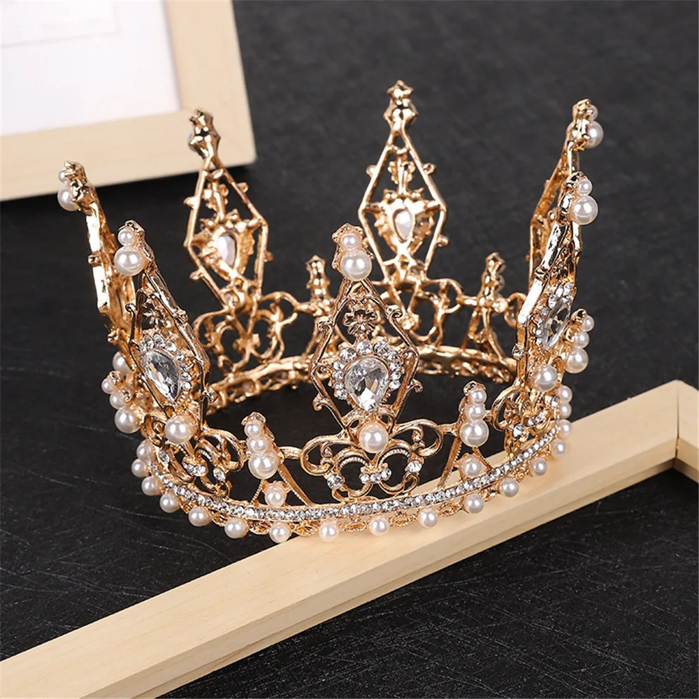 Round Crystal Diamond Wedding Crown Headdress Queen Crowns Hair Accessories Jewelry pearl bride princess's birthday gift
Round Crystal Diamond Wedding Crown Headdress Queen Crowns Hair Accessories Jewelry pearl bride princess's birthday gift