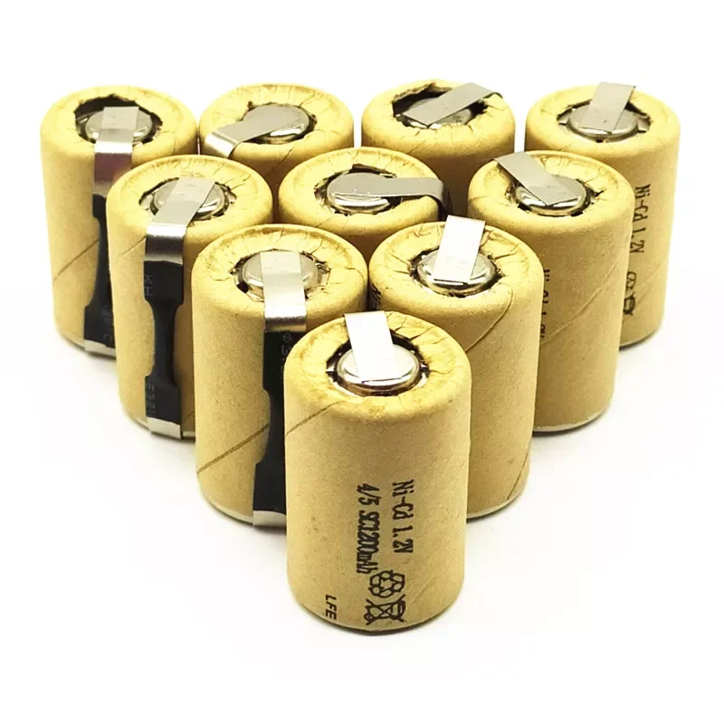 

NEW2023 8/10/12/15 PCS 4/5SC 1.2V Rechargeable Battery 1200mAh 4/5 SC Sub C Ni-CD Cell With Welding Tabs for electric Drill Scre