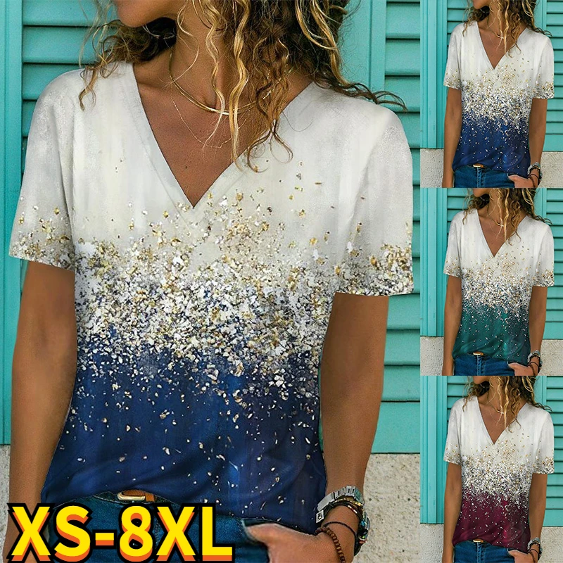 Women's Abstract Cool Printed Short Sleeves V Neck Female Casual Pullover New Fashionable Tops Oversized Tee Shirts Summer 2022
Women's Abstract Cool Printed Short Sleeves V Neck Female Casual Pullover New Fashionable Tops Oversized Tee Shirts Summer 2022