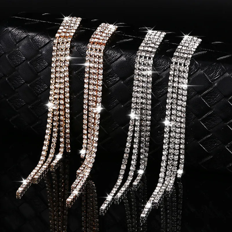 New Luxury Rhinestone Crystal Long Tassel Earrings for Women Bridal Drop Dangling Earrings Party Wedding Jewelry Gifts
New Luxury Rhinestone Crystal Long Tassel Earrings for Women Bridal Drop Dangling Earrings Party Wedding Jewelry Gifts