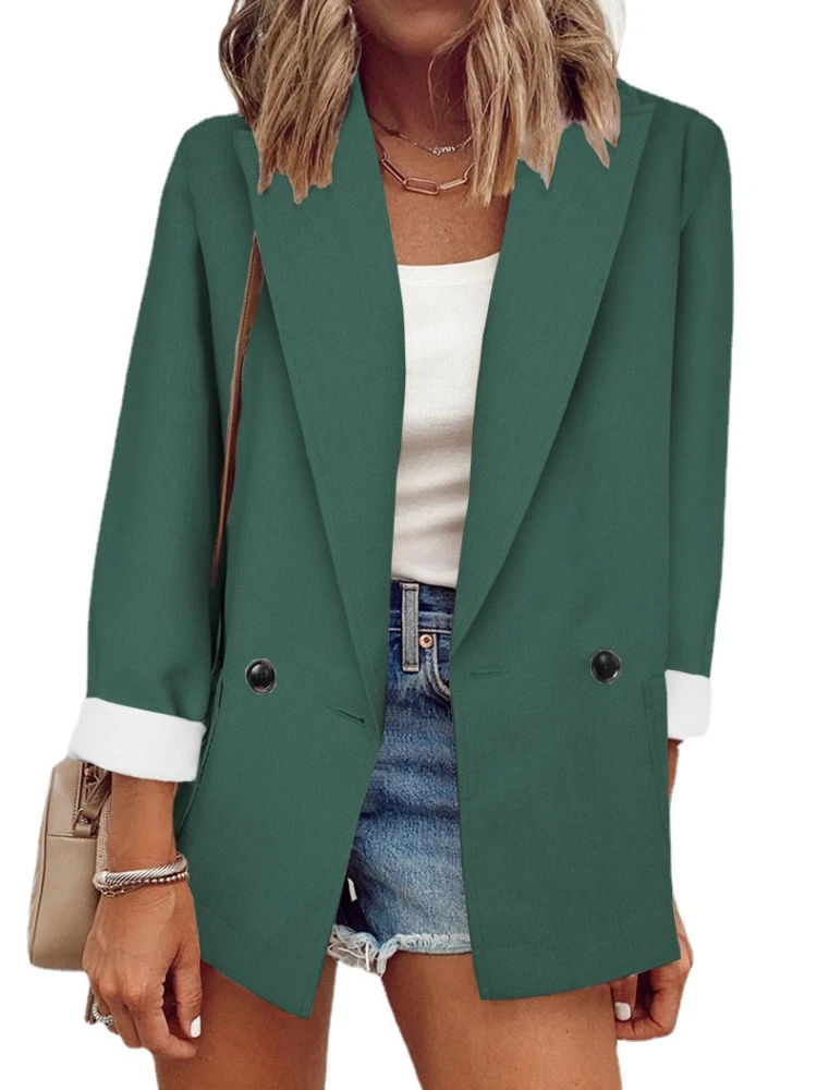 Spring New Solid Color Black Khaki Casual Fashion Temperament Long Sleeve Loose Button Suit Collar Suit Jacket Women Coats
Spring New Solid Color Black Khaki Casual Fashion Temperament Long Sleeve Loose Button Suit Collar Suit Jacket Women Coats
