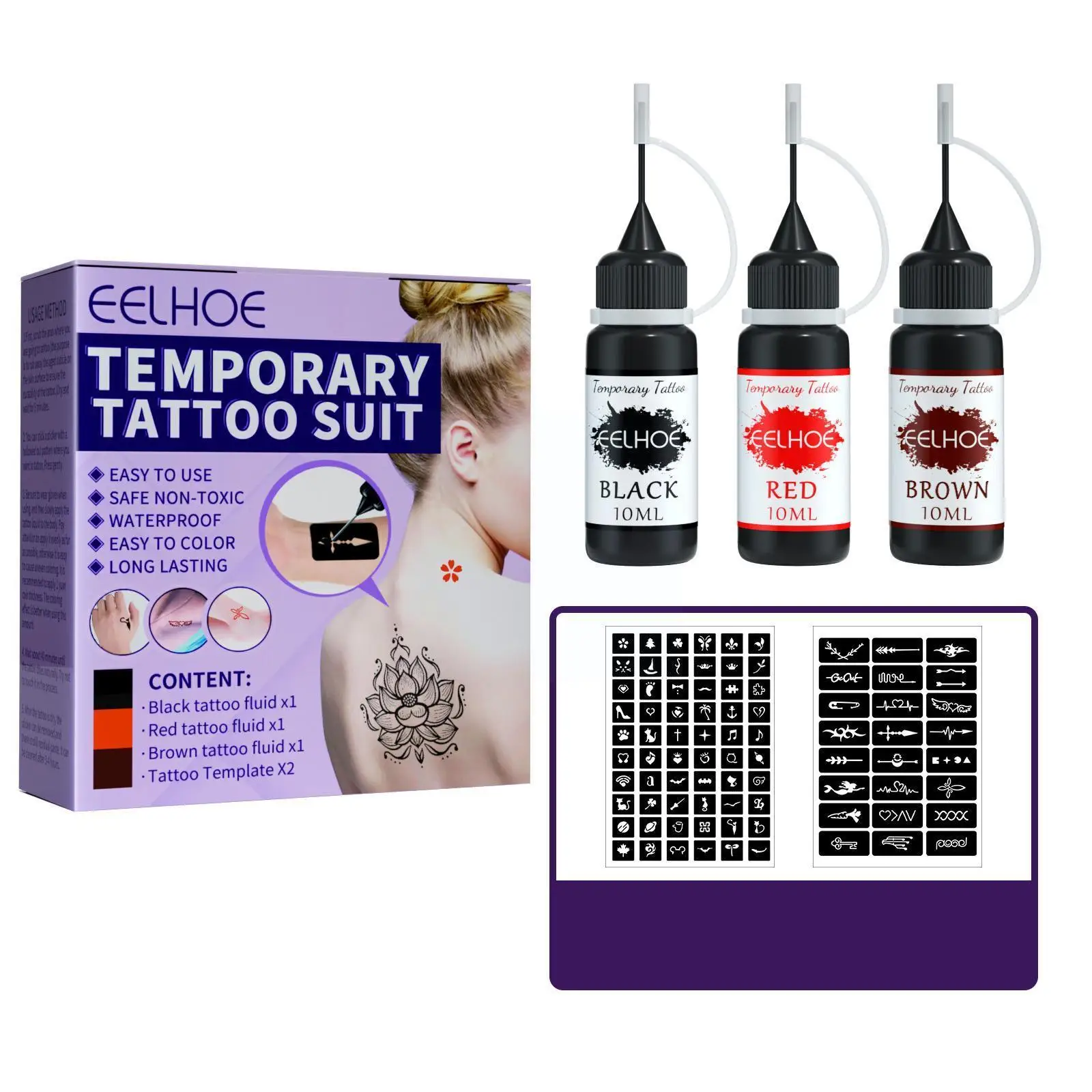 1 Set Temporary Tattoo Kit Fruit Juice Tattoo Suit Semi-Permanent Tattoo Paste With 2PCS Sticker Template For Body Paint 30 X5P9
1 Set Temporary Tattoo Kit Fruit Juice Tattoo Suit Semi-Permanent Tattoo Paste With 2PCS Sticker Template For Body Paint 30 X5P9