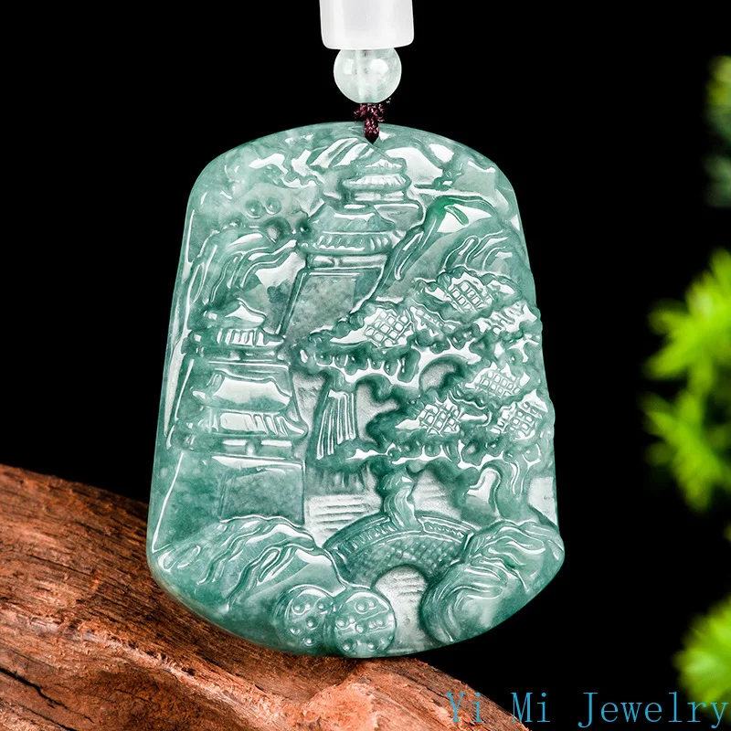 High Grade Natural A-grade Jadeite Pendant with Blue Water Landscape Brand Pendant for Men and Women's High-end Pendants
High Grade Natural A-grade Jadeite Pendant with Blue Water Landscape Brand Pendant for Men and Women's High-end Pendants
