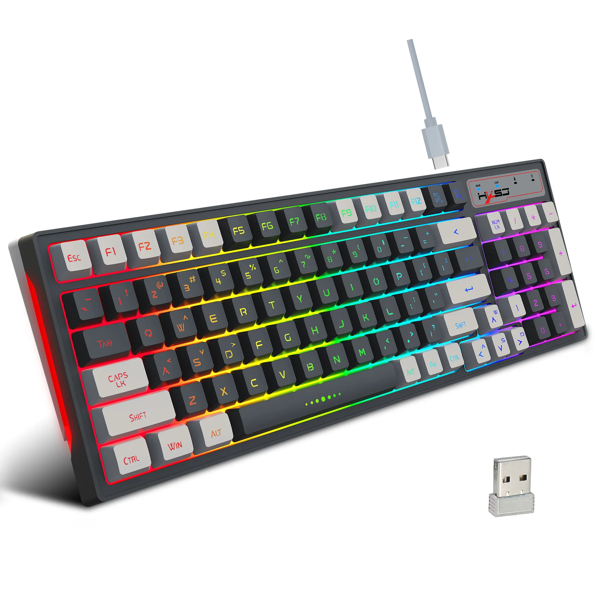 Thin-film gaming office keyboard RGB backlit two-color injection keycap gray-white color-matching 2.4G wireless keyboard
Thin-film gaming office keyboard RGB backlit two-color injection keycap gray-white color-matching 2.4G wireless keyboard