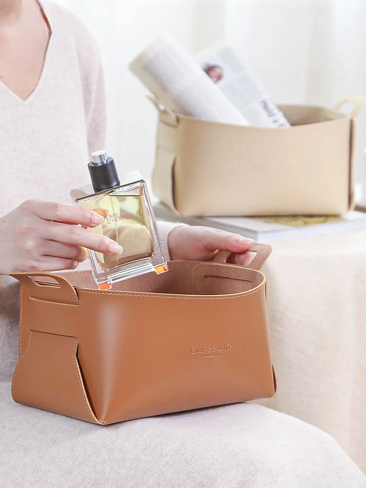 Desktop Storage Leather Leather Cosmetics Storage Box Basket Snacks Skin Care Products Light Luxury High-grade High-grade Sense
Desktop Storage Leather Leather Cosmetics Storage Box Basket Snacks Skin Care Products Light Luxury High-grade High-grade Sense