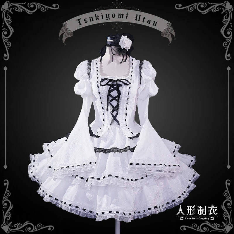 

Anime Game Shugo Chara Tsukiyomi Utau Lolita Outfit White Dress Gothic Uniform Cosplay Costume Halloween Women Carnival 2023New