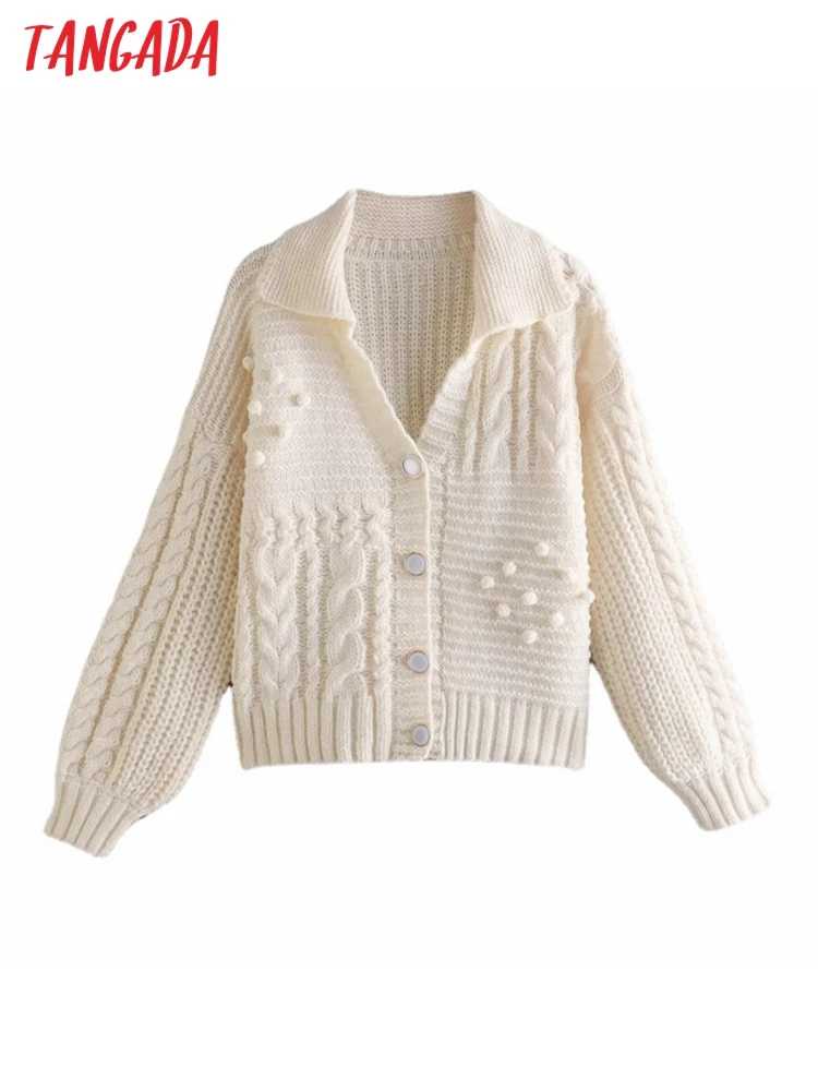 Tangada Women Thick Warm Twist Beige Loose Cardigan Jumper Lantern Long Sleeve 2022 Female Knitted Cardigan 1F112
Tangada Women Thick Warm Twist Beige Loose Cardigan Jumper Lantern Long Sleeve 2022 Female Knitted Cardigan 1F112