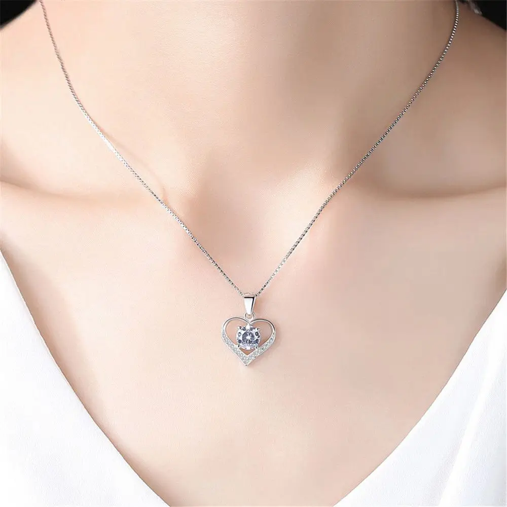 Women Crystal Silver Wedding Neck Chain Cubic Zirconia Pendant Necklace Eternal Love Heart
Women Crystal Silver Wedding Neck Chain Cubic Zirconia Pendant Necklace Eternal Love Heart