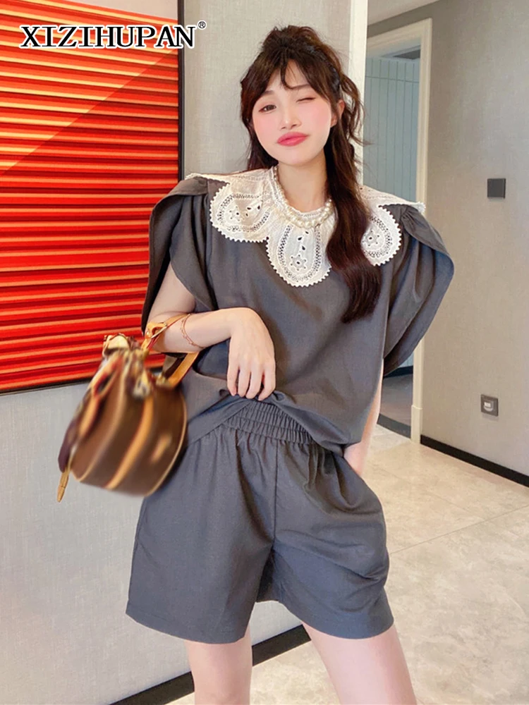 XIZIHUPAN Colorblock Two Piece Set For Women O Neck Puff Sleeve Loose Top Elastic Waist Short Pant Casual Sets Female 2022 New
XIZIHUPAN Colorblock Two Piece Set For Women O Neck Puff Sleeve Loose Top Elastic Waist Short Pant Casual Sets Female 2022 New