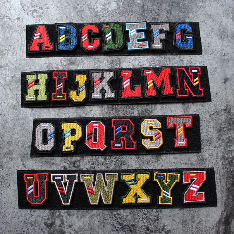 Colorful Uppercase English Letters Embroidery Hook&Loop Patches on Clothes Tactical Morale DIY Armband Backpack Outdoor Sticker
Colorful Uppercase English Letters Embroidery Hook&Loop Patches on Clothes Tactical Morale DIY Armband Backpack Outdoor Sticker