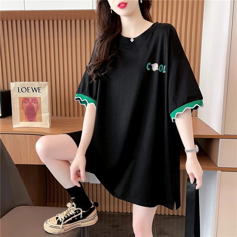 Women's Summer Korean Style Cool Mid-length Loose Large Short-sleeved T-shirt Graphic Tees Oversized Fashion Tops 2022
Women's Summer Korean Style Cool Mid-length Loose Large Short-sleeved T-shirt Graphic Tees Oversized Fashion Tops 2022