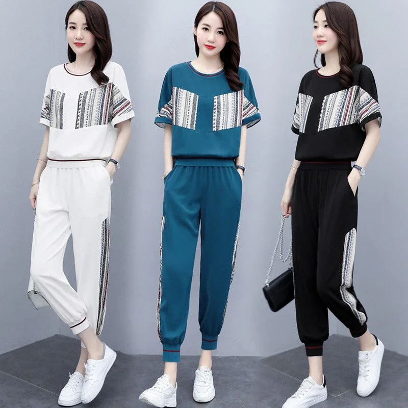 Sweat Suits For Women Two Set 2023 Spring Summer New Fashion Casual Korean Clothes Short Sleeve Top Pants Women's Tracksuit
Sweat Suits For Women Two Set 2023 Spring Summer New Fashion Casual Korean Clothes Short Sleeve Top Pants Women's Tracksuit