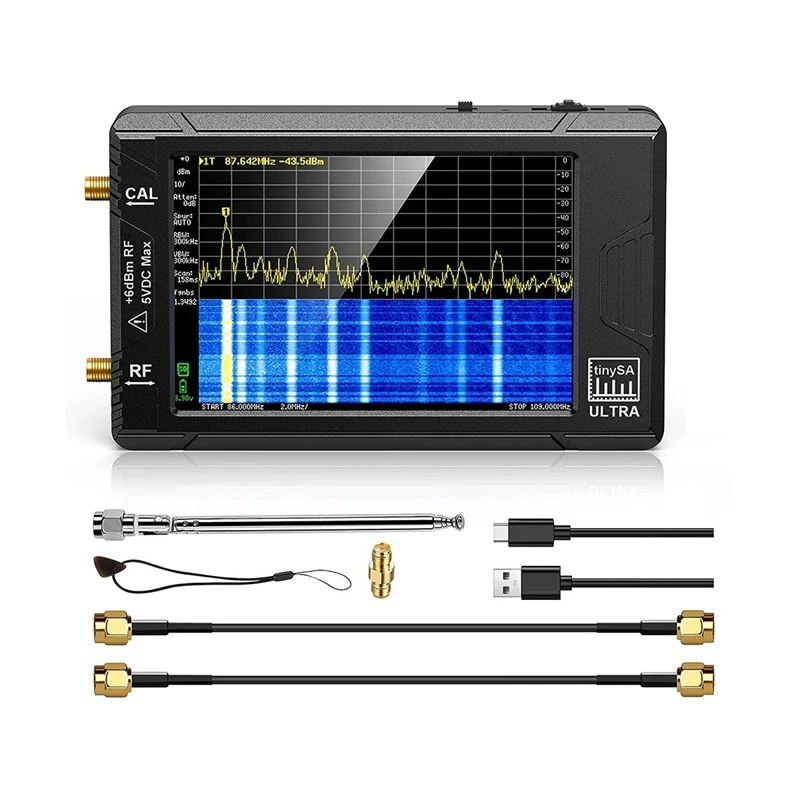 Tinysa Ultra Handheld Spectrum Analyzer, 4.0 Inch RF Generator Tiny Frequency 2-In-1100Khz To 5.3Ghz Signal Generator SMA Cables
Tinysa Ultra Handheld Spectrum Analyzer, 4.0 Inch RF Generator Tiny Frequency 2-In-1100Khz To 5.3Ghz Signal Generator SMA Cables