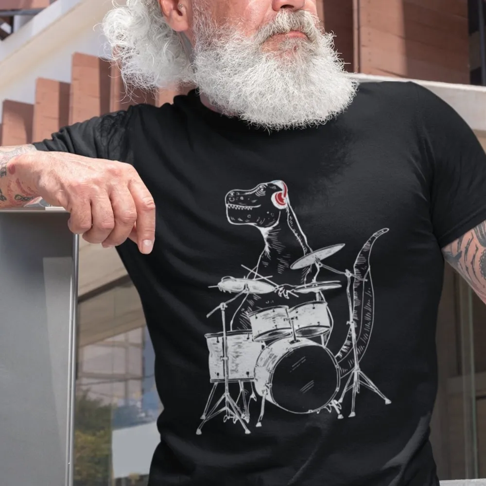 T-rex T-shirt Gift Dinosaur Playing Drums Tees Shirts Men's Funny Novelty Graphic Tops Male Oversized Stretch Tees Custom
T-rex T-shirt Gift Dinosaur Playing Drums Tees Shirts Men's Funny Novelty Graphic Tops Male Oversized Stretch Tees Custom