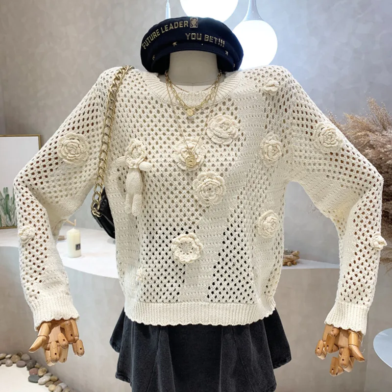 New Women's Clothing 2022 Three dimensional flower hollowed out knit shirt early autumn Pullover loose long sleeve Blouse Top
New Women's Clothing 2022 Three dimensional flower hollowed out knit shirt early autumn Pullover loose long sleeve Blouse Top