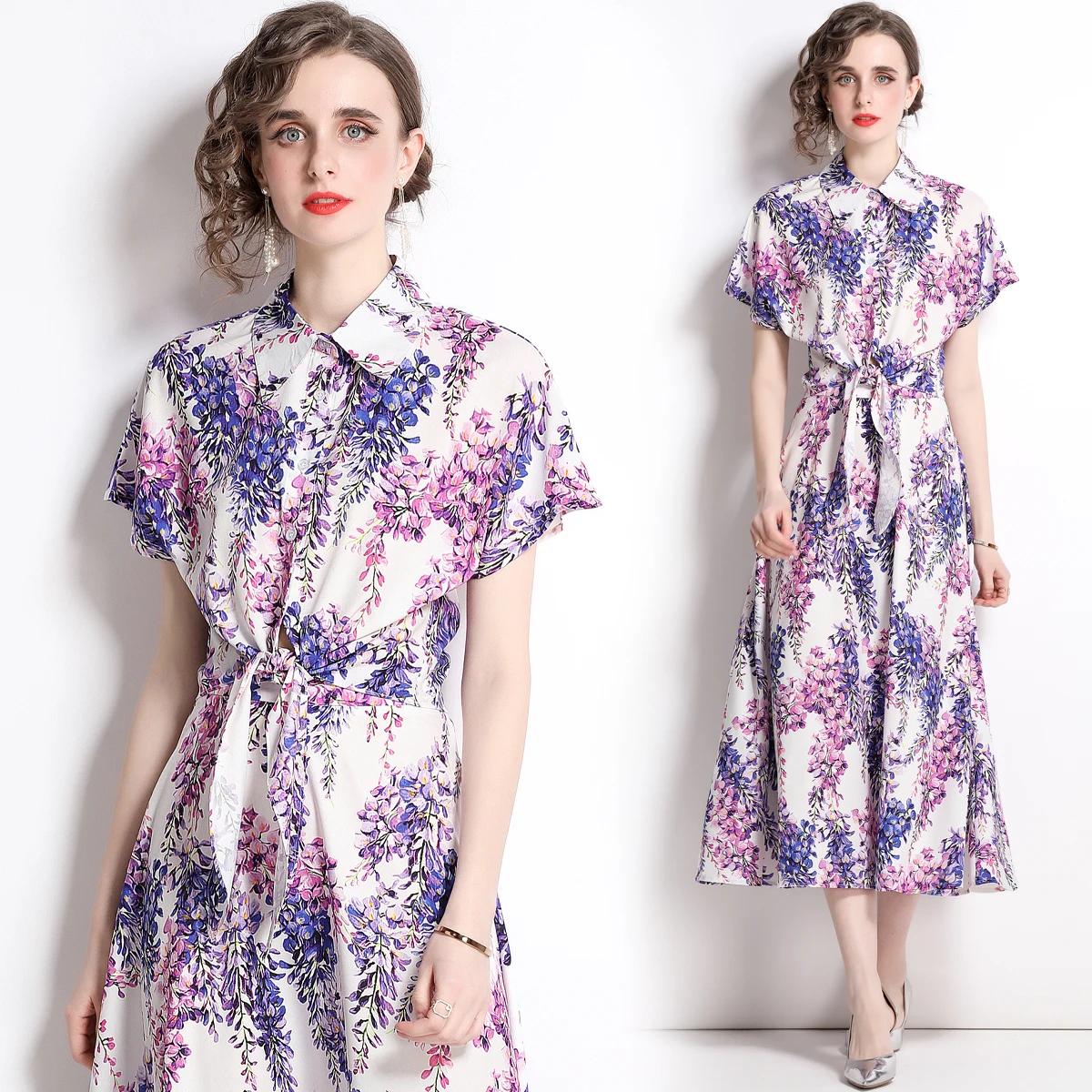Summer Elegant 2 Piece Set Women Pink Purple Flower Print Batwing Sleeve Shirt Top+Hight Waist A Line Pleated Skirt Female Suit
Summer Elegant 2 Piece Set Women Pink Purple Flower Print Batwing Sleeve Shirt Top+Hight Waist A Line Pleated Skirt Female Suit