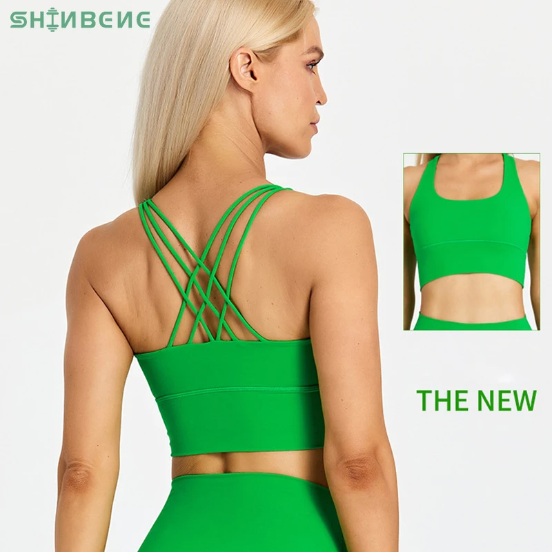 

SHINBENE Hi Cloud Strappy Longline Sports Bras Top Women's Wirefree Padded Criss Cross Fitness Yoga Bras Cropped Tank Tops