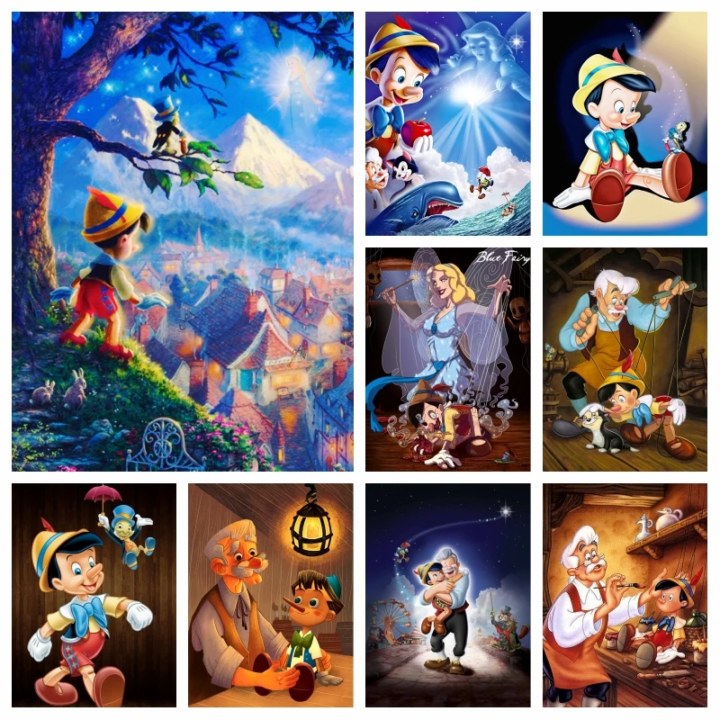 

Pinocchio 1940 Disney Movie And The Blue Fairy Diamond Painting Art Cross Stitch Cartoon Grumpy Cat Handwork Gift Home Decor