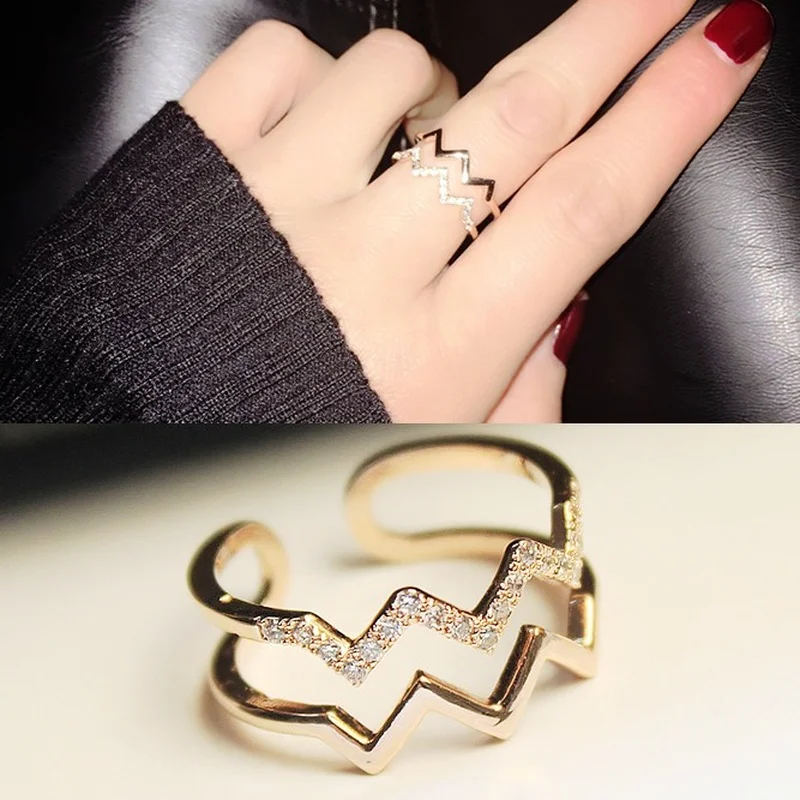Rose Gold Color Silver Color Heartbeat Double Layer Ladies Ring Water Wave Open Rings
Rose Gold Color Silver Color Heartbeat Double Layer Ladies Ring Water Wave Open Rings
