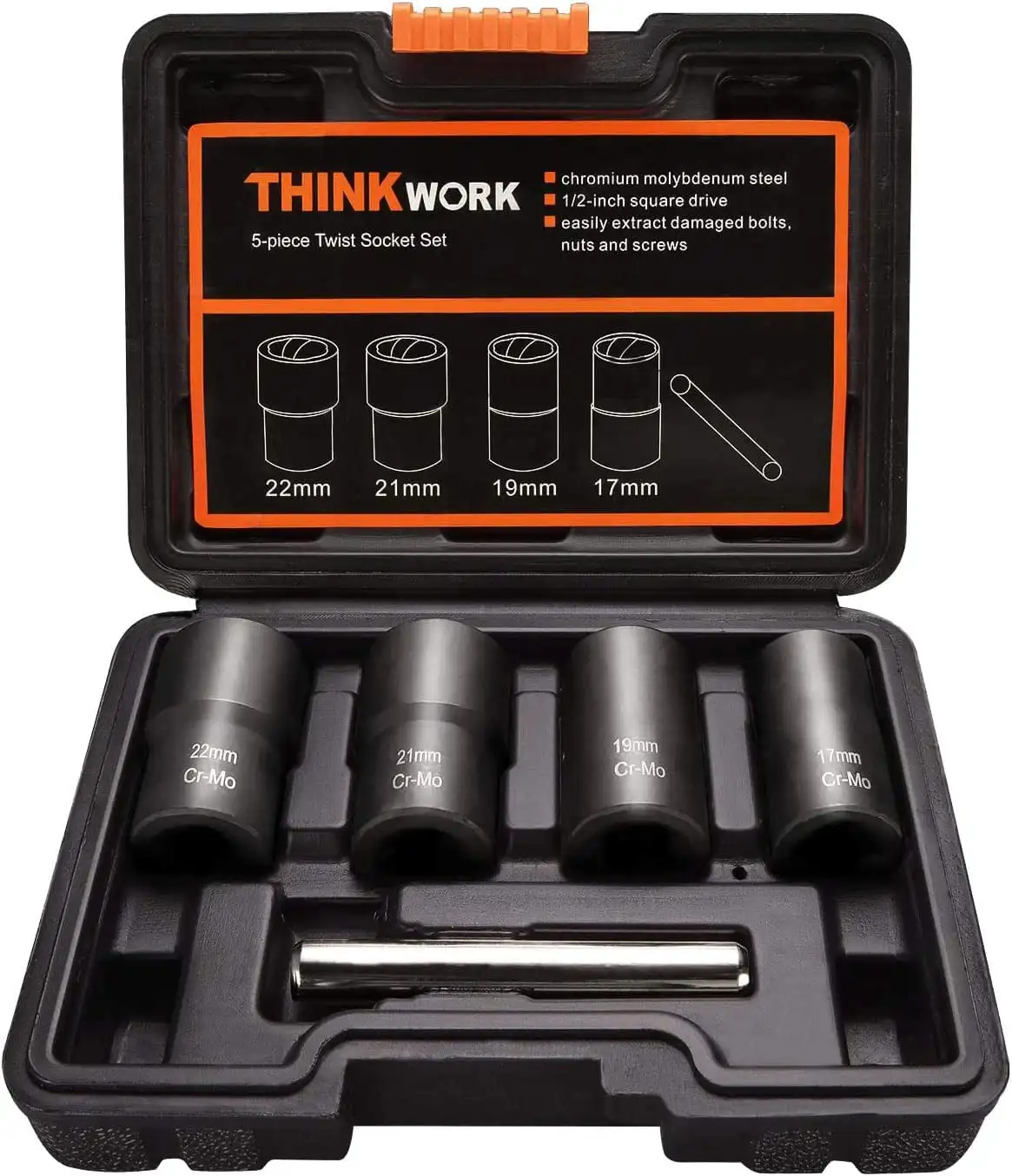 5-Piece Twist Socket Set Lug Nut Remover Extractor Tool Made by TW6009 Car Repair tools
5-Piece Twist Socket Set Lug Nut Remover Extractor Tool Made by TW6009 Car Repair tools