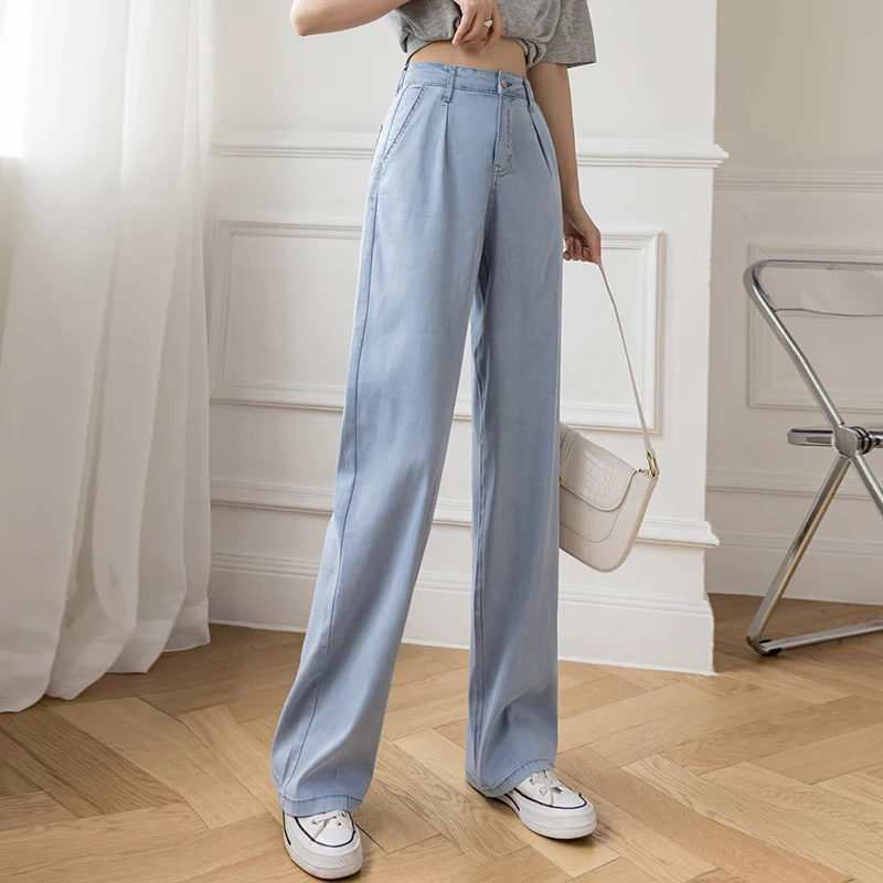 Women Casual High Waist Loose Thin Pants 2021 Summer Wide Leg Jeans Loose Ice Silk Straight Trousers Female Long Denim Pants Pop
Women Casual High Waist Loose Thin Pants 2021 Summer Wide Leg Jeans Loose Ice Silk Straight Trousers Female Long Denim Pants Pop