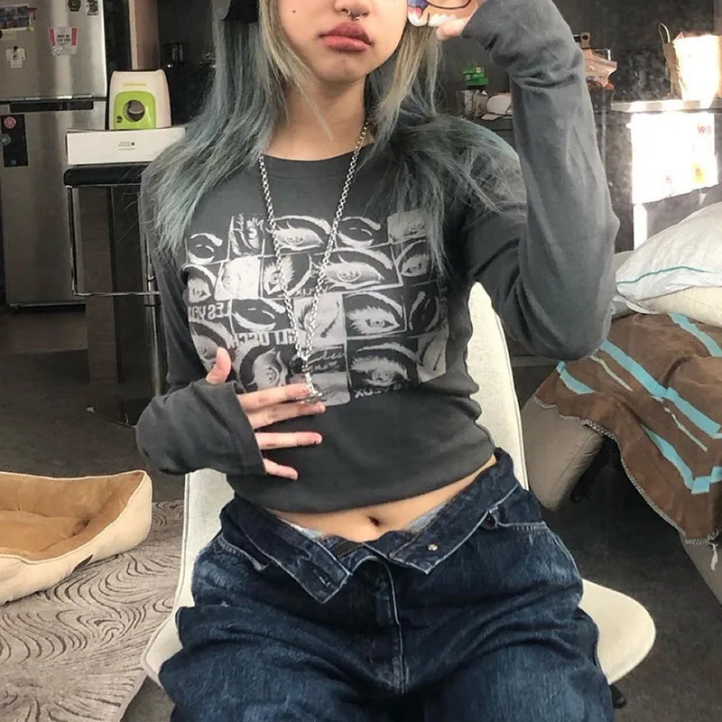 Women Y2K Long Sleeve Crop Top Harajuku Floral Printed T Shirt Blouse E-Girl 90S Vintage Streetwear
Women Y2K Long Sleeve Crop Top Harajuku Floral Printed T Shirt Blouse E-Girl 90S Vintage Streetwear