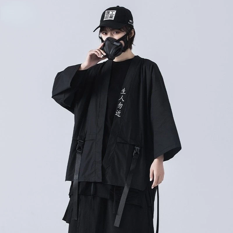 Футболка HOZUHOU Techwear в стиле панк готический кардиган летние футболки с коротким